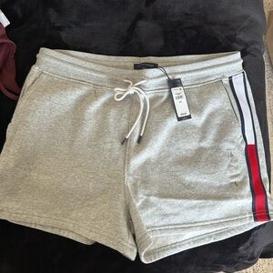 Tommy Hilfiger Gray Shorts with Red and Blue Stripe